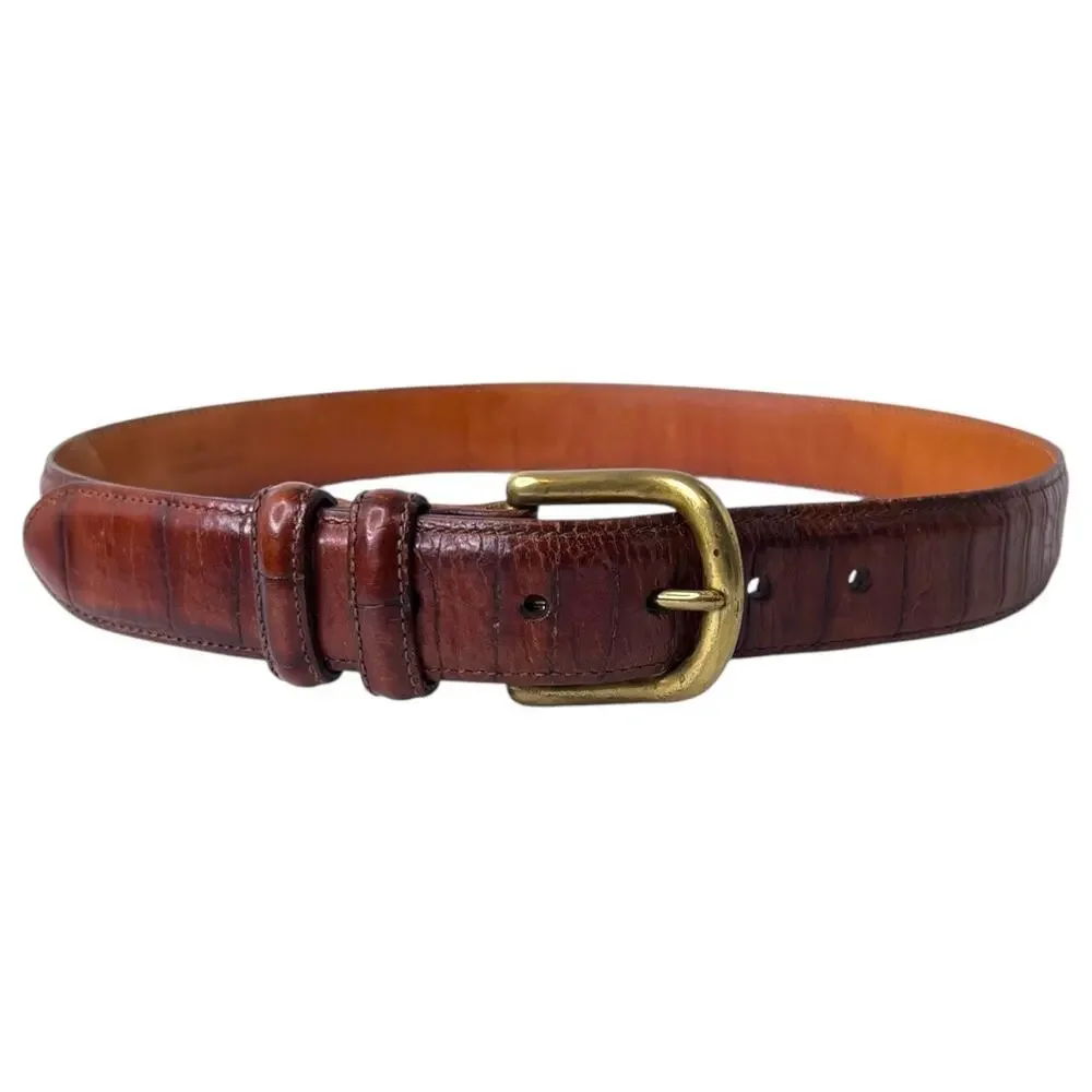 Martin Dingman Alligator Grain Italian Calfskin Belt Gold-tone Buckle Women's 28